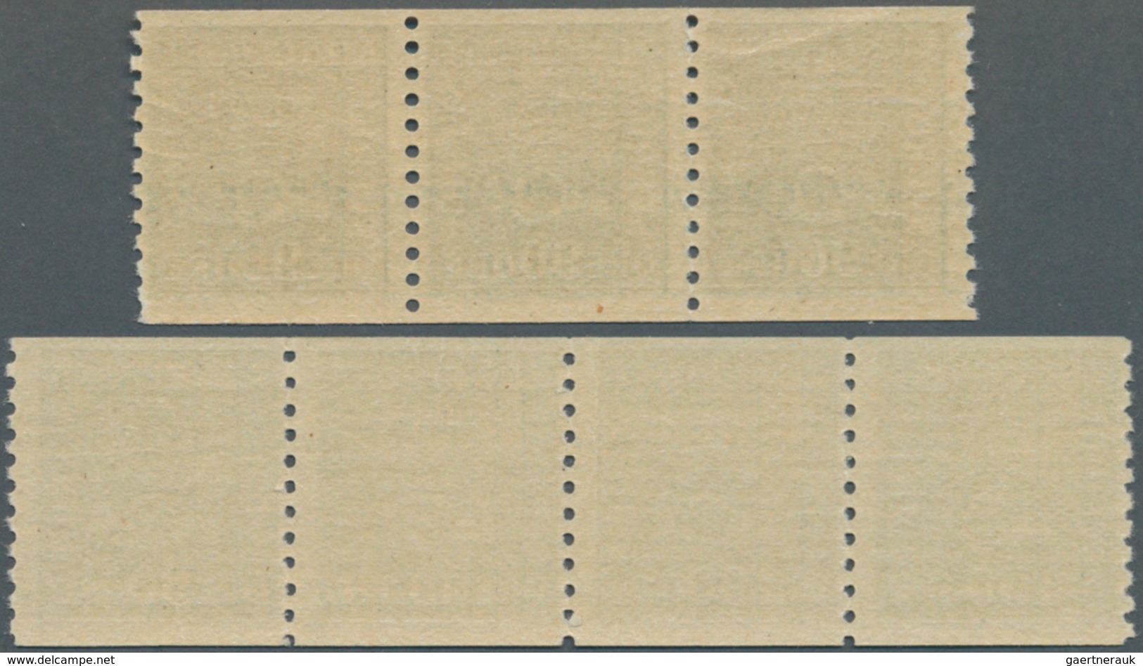 Schweden: 1925, Crown And Posthorn 90öre Blue On Toned Paper In Horizontal Strips Of Three And Four - Unused Stamps