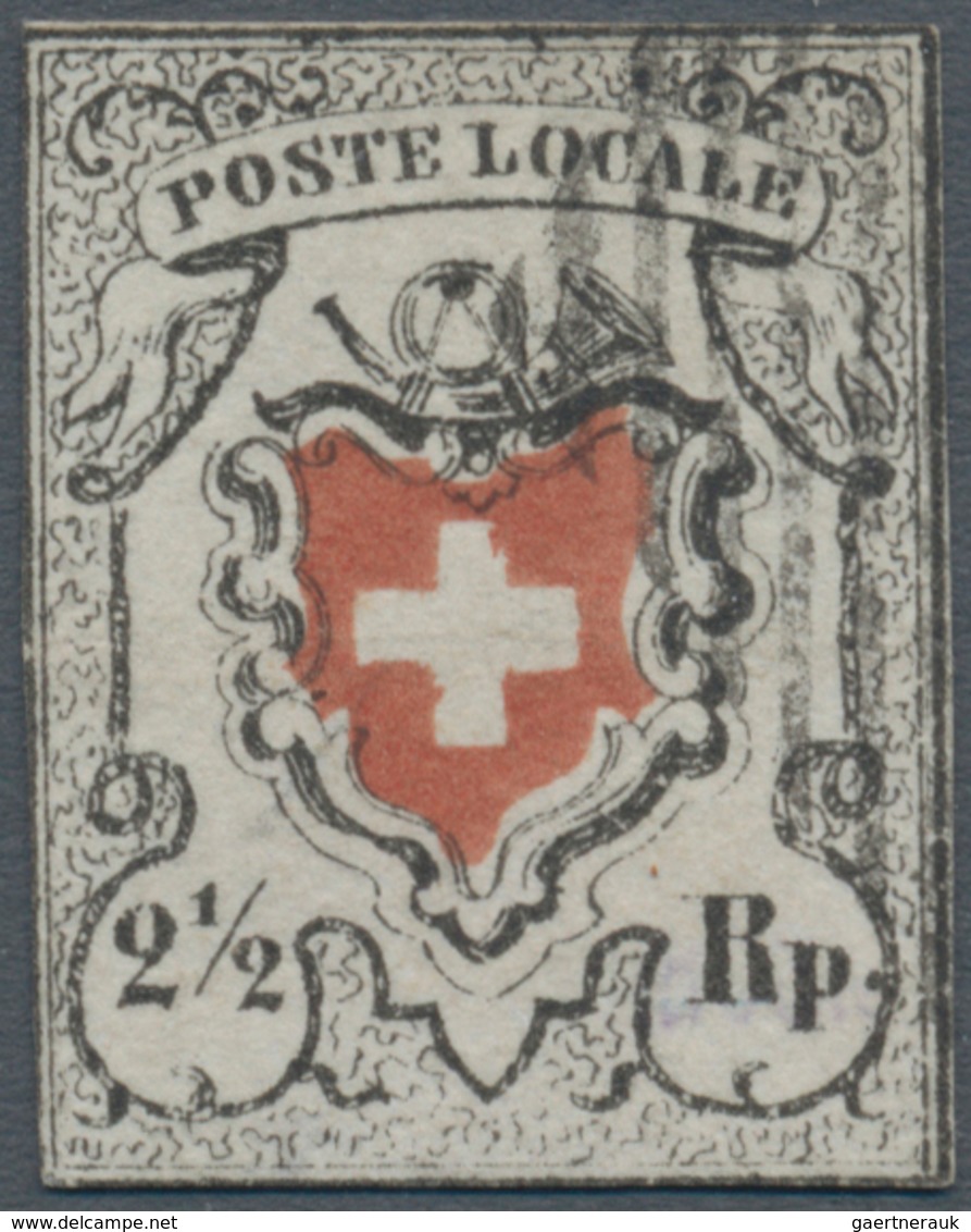 Schweiz: 1850 'Poste Locale' 2½ Rp. Schwarz/rot OHNE KREUZEINFASSUNG, Type 39, Entwertet Mit Schwarz - Altri & Non Classificati