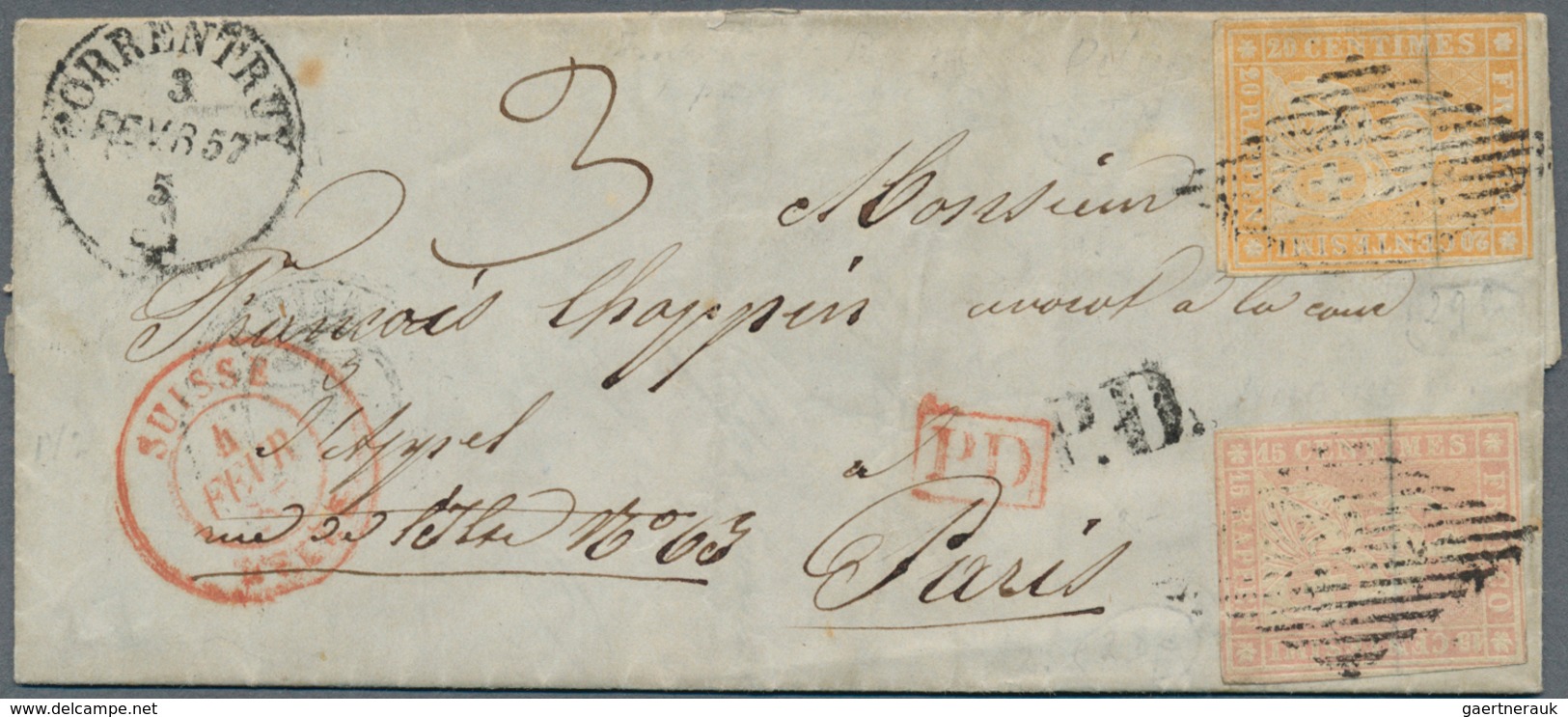 Schweiz: 1856 Strubel 15 Rp. Und 20 Rp. Auf Dünnem Sog. "Seiden"papier Mit Grünem Seidenfaden, Gebra - Altri & Non Classificati