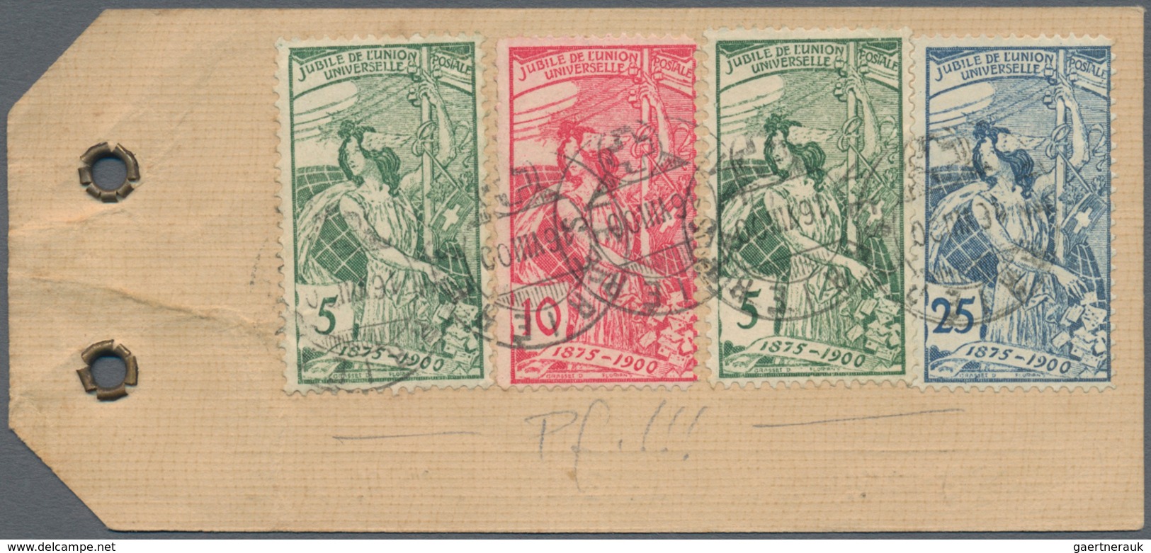 Schweiz: 1900, UPU 5 C. (2), 10 C. (mit Plattenfehler), 25 C. Ab "VERRIERES 16.VIII.00" Rückseitig A - Andere & Zonder Classificatie