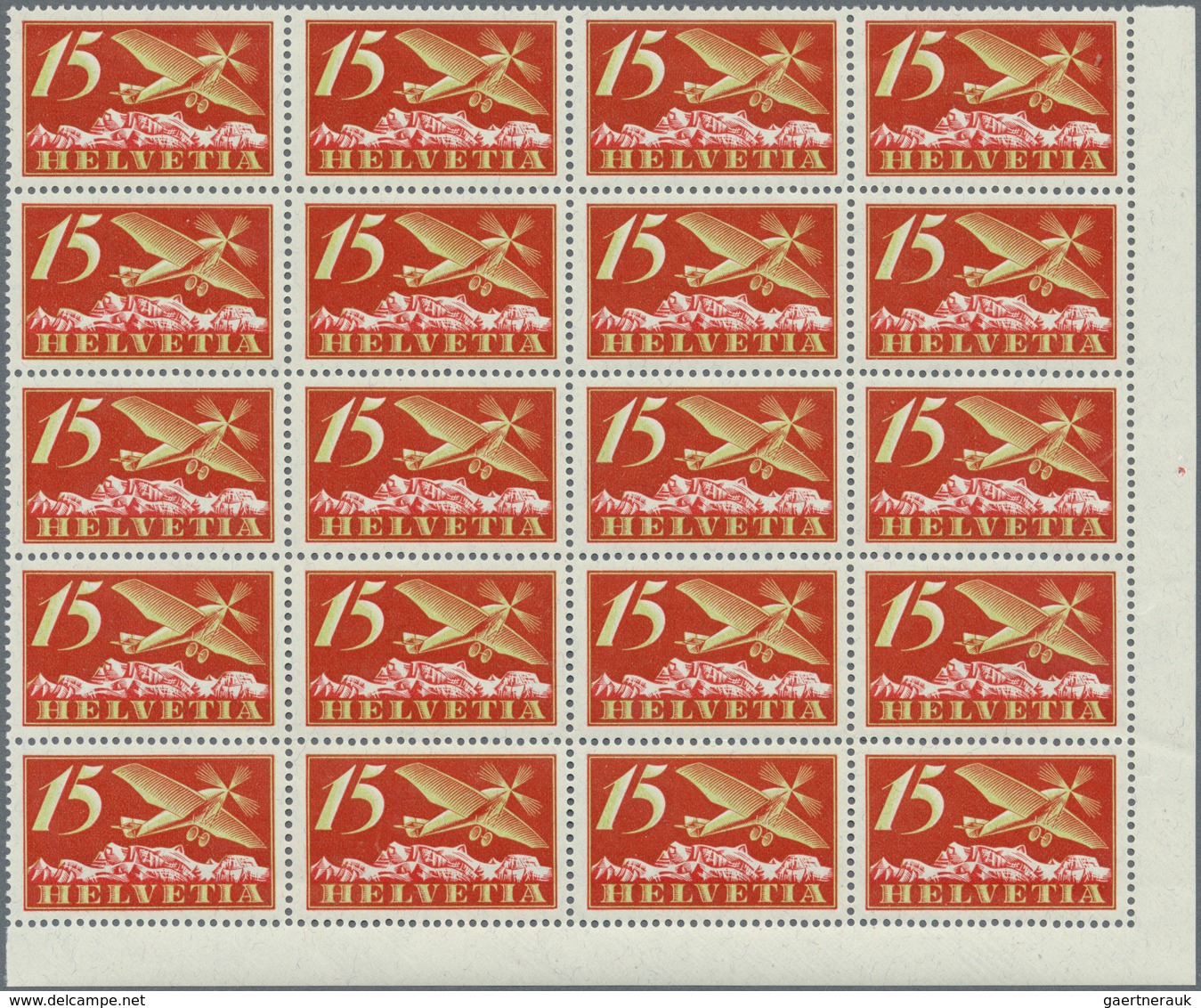Schweiz: 1923-25 Flugpost-Satz Von 7 Werten, Von 15 Rp. Bis 50 Rp. Inkl. 20 Rp. Auf Glattem Papier, - Andere & Zonder Classificatie