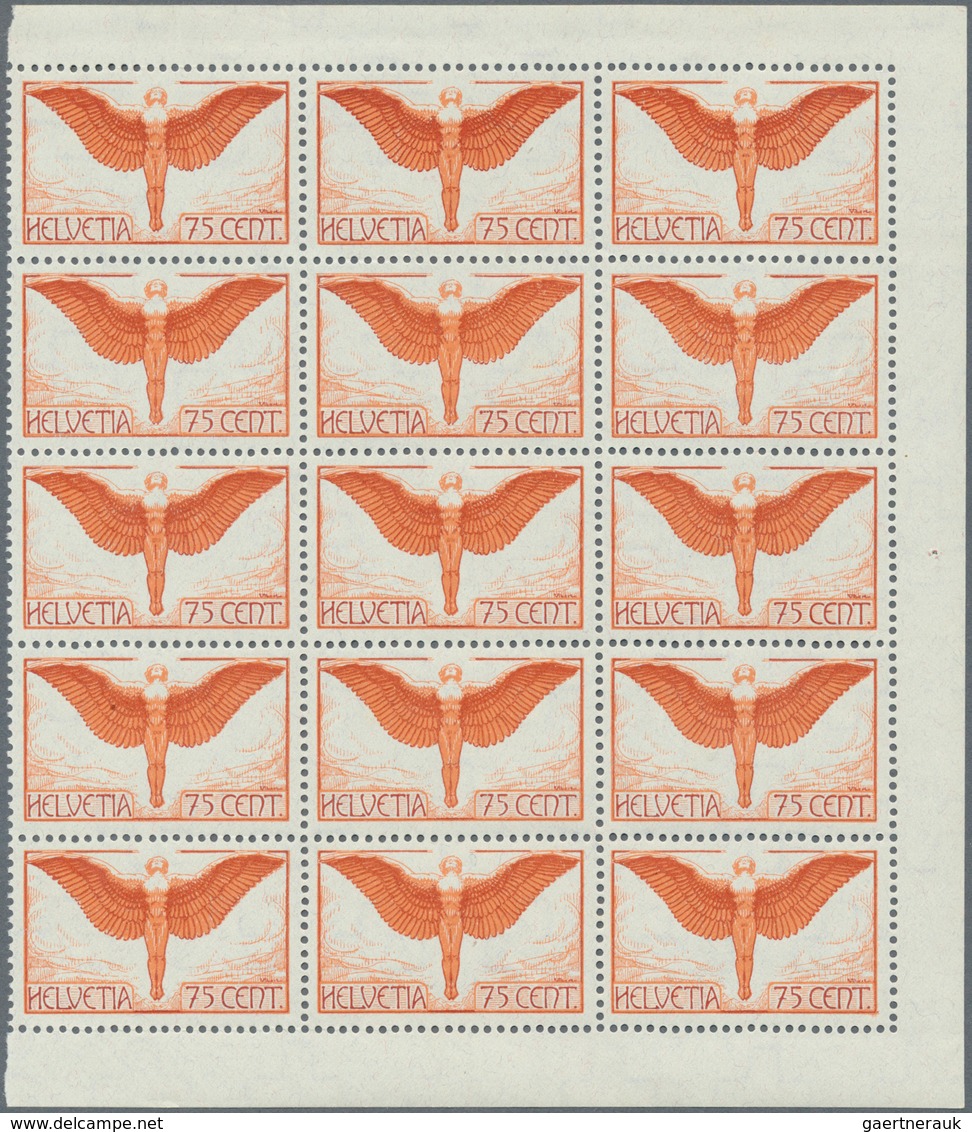 Schweiz: 1924 Flugpostmarken 'Ikarus' Zu 65 Rp., 75 Rp. Und 1 Fr. Auf Glattem Papier, Je Im Rechten - Andere & Zonder Classificatie