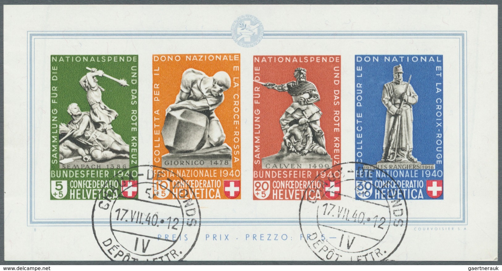 Schweiz: 1940, Bundesfeier-Block Einmal Postfrisch Und Einmal Gestempelt, Mi. 1.150,- € - Andere & Zonder Classificatie