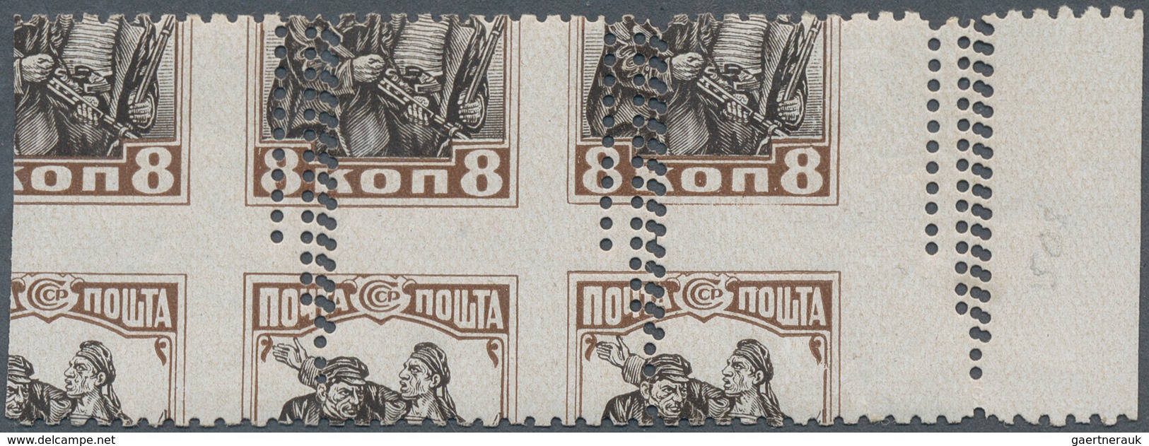 Sowjetunion: 1927, 10th Anniversary Of The October Revolution 8 K., Horizontal Strip Of Three With H - Used Stamps