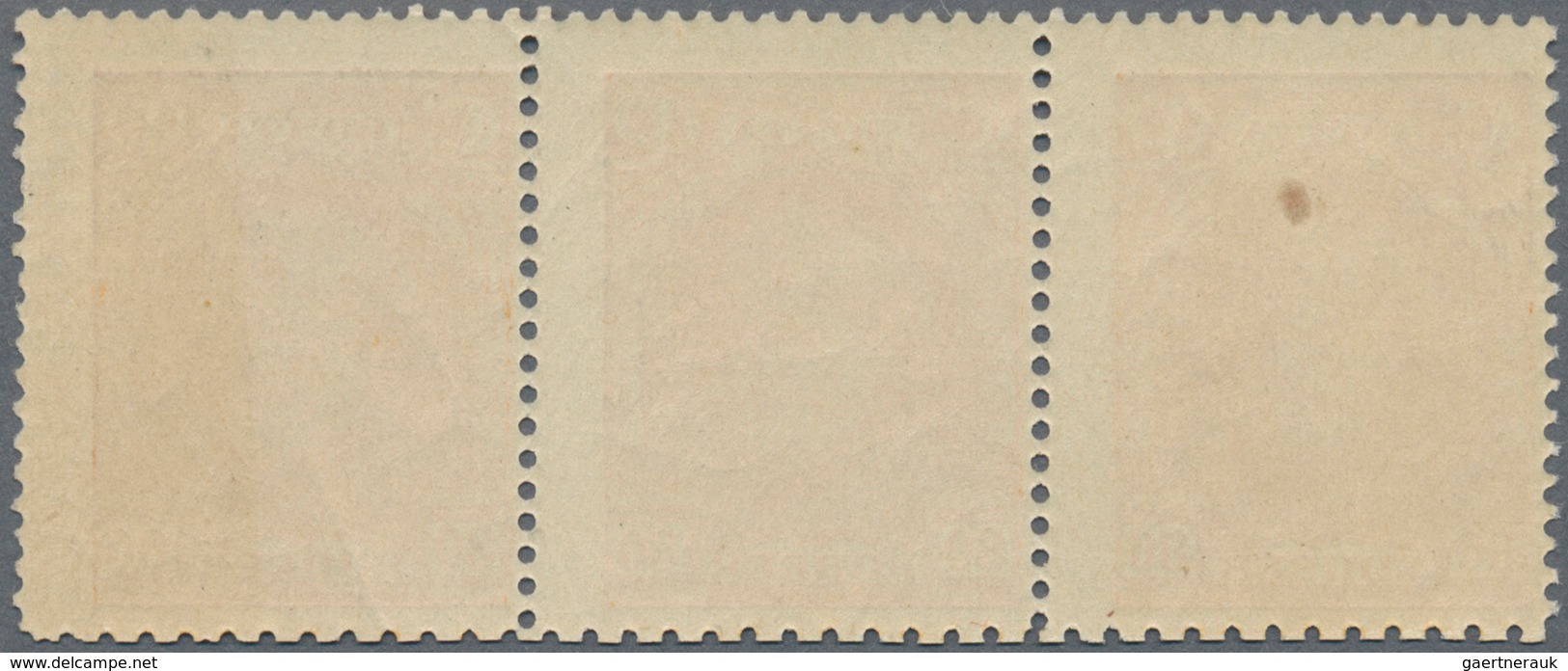 Sowjetunion: 1927, 80 K. Orange Als Postfrischer 3-er Streifen Mit Der Zähnungsabart "13 1/2 : 13 1/ - Used Stamps