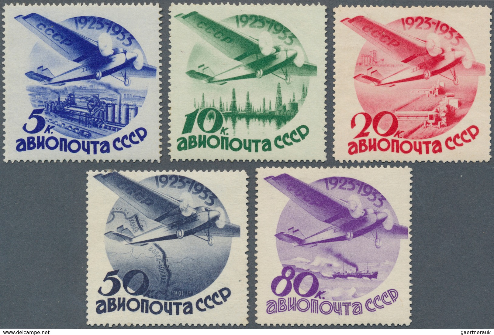 Sowjetunion: 1934 AIR Complete Set Of Five, No Watermark, Mint Never Hinged, Fresh And Fine. (Mi. 65 - Usati