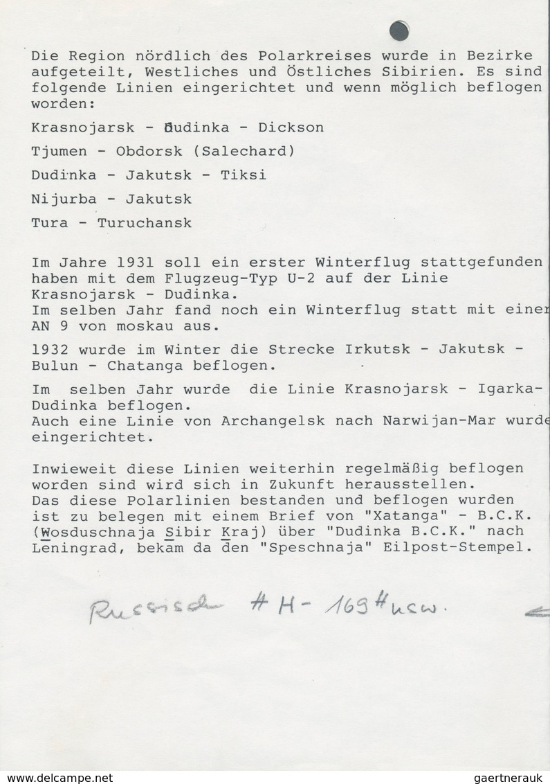 Sowjetunion: 1935 (27.09), LUFTPOST Von X A T A N G A B. Wegen Fehlender R-Zettel Handschriftlich Re - Gebruikt