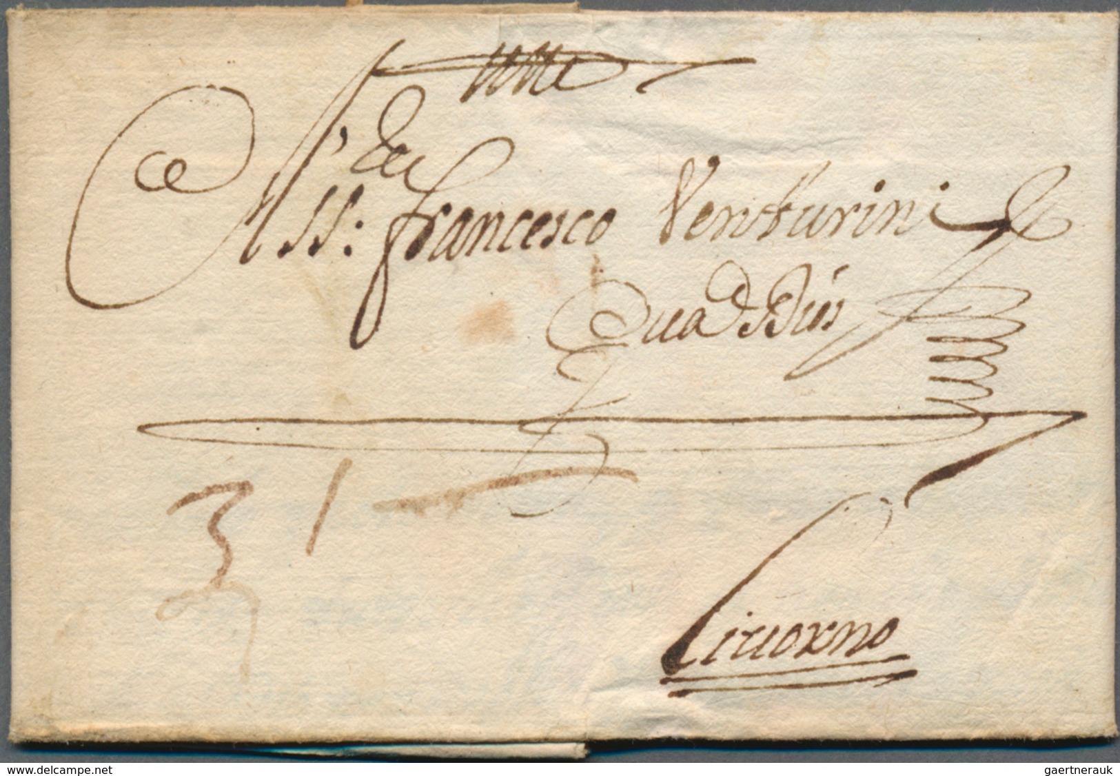 Spanien - Vorphilatelie: 1685, Complete Folded Letter Cover From CADIZ (manuscript Cadice), Sent To - ...-1850 Prephilately