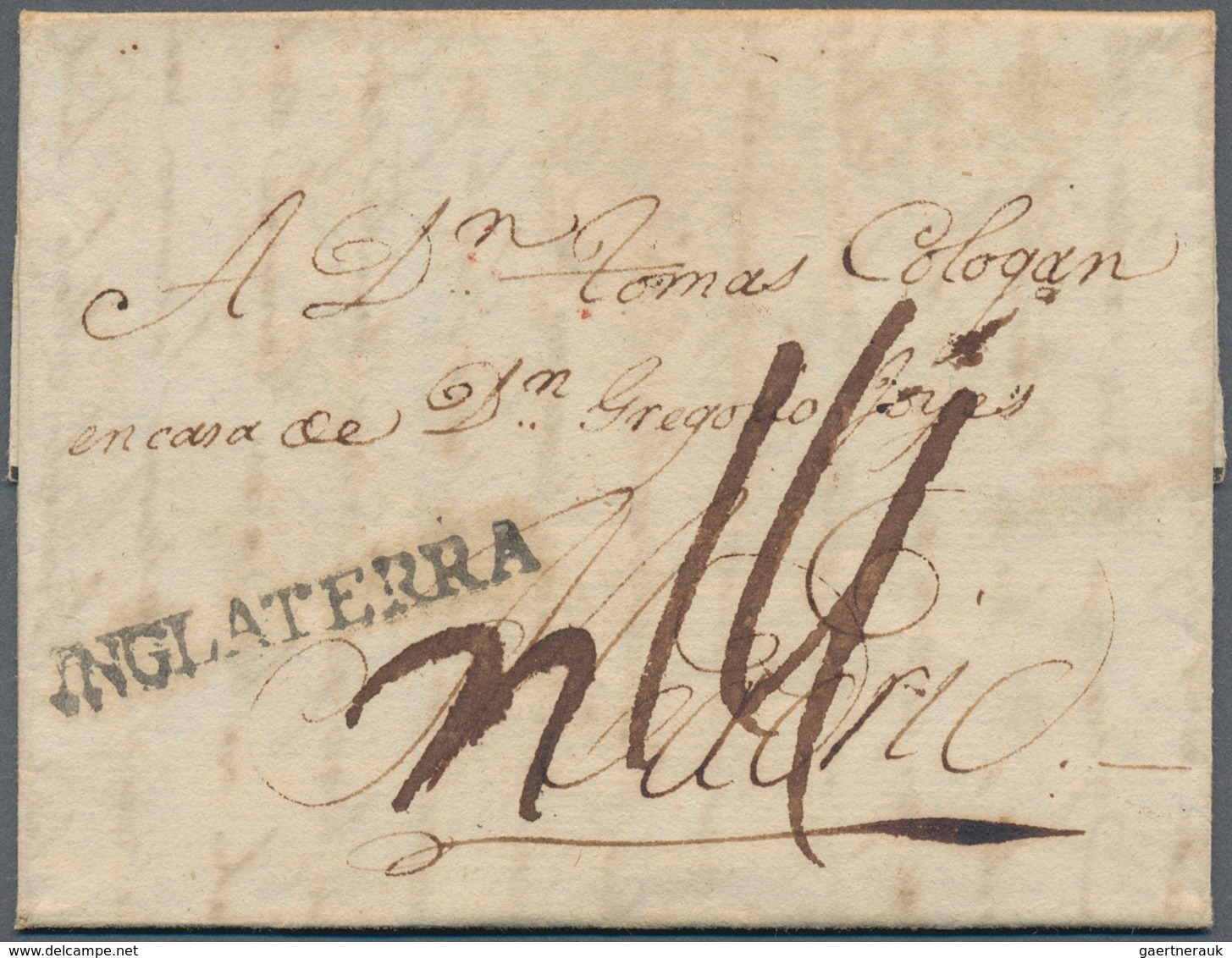 Spanien - Vorphilatelie: 1784, INCOMING MAIL: Great Britain, Folded Letter Cover From London, Dated - ...-1850 Prephilately