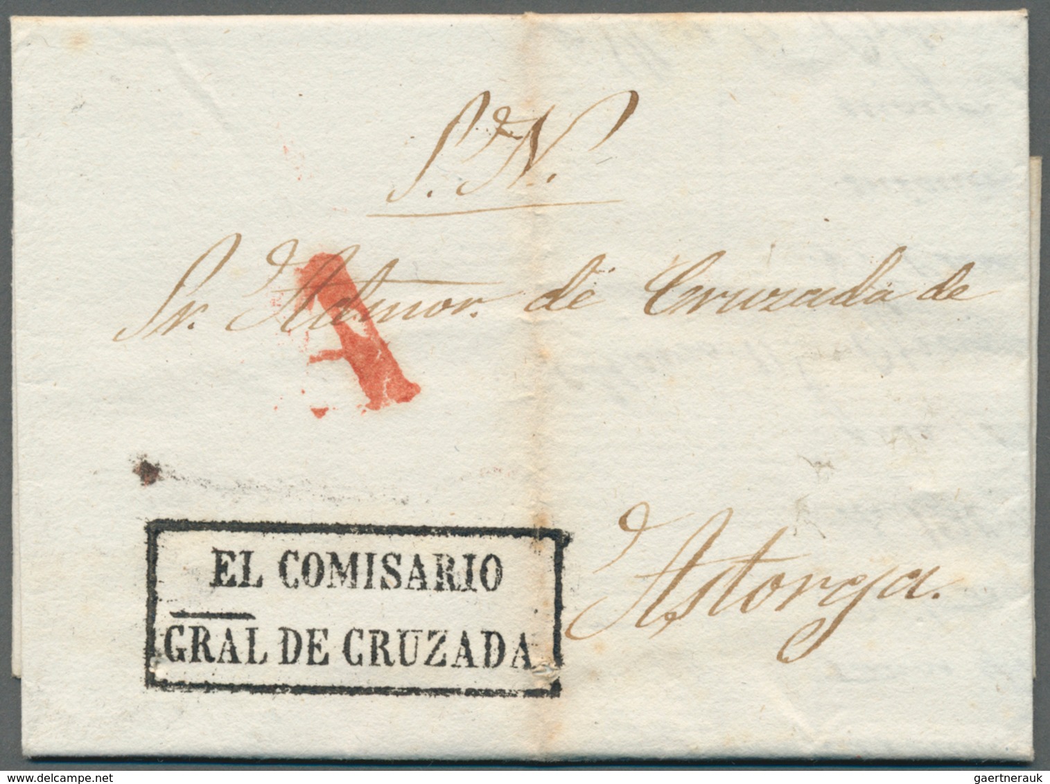 Spanien - Vorphilatelie: 1851, Folded Entire-letter From Madrid To Astorga With Boxed "EL COMISARIO - ...-1850 Prephilately