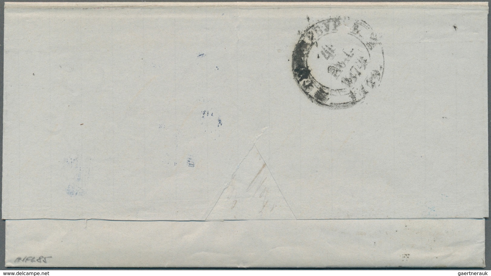 Spanien: 1874, 50 C. Blue Tied Diamond Rombe To Entire Folded Letter With "BARCELONA 10 JUN 74" Alon - Gebruikt
