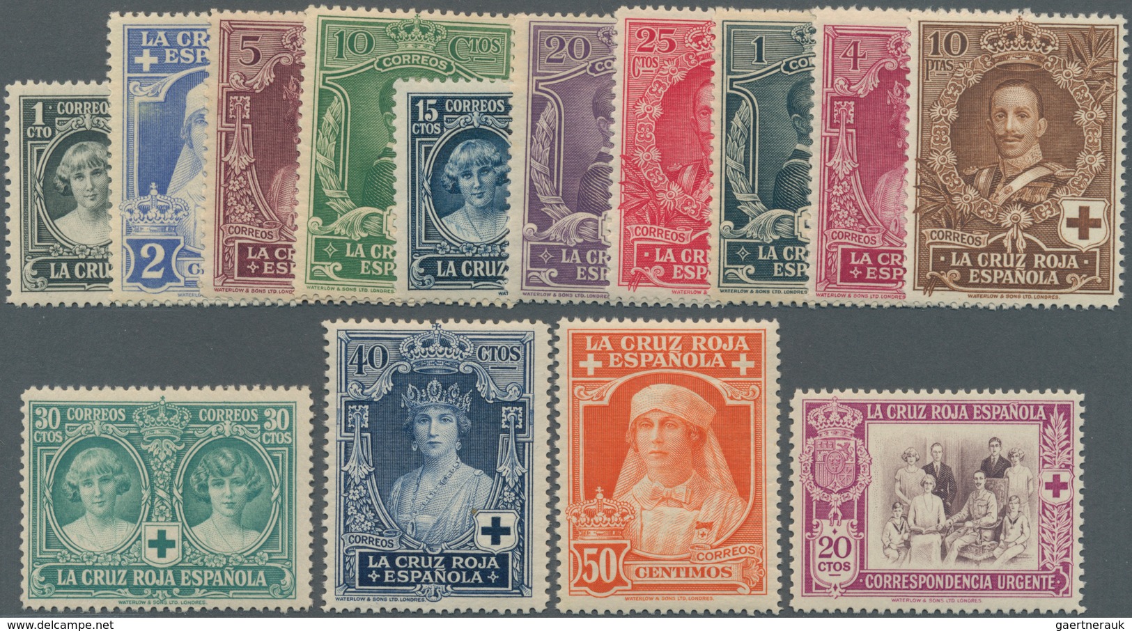 Spanien: 1926, RED CROSS (Royal Family) Complete Set Of 14 Incl. Express Stamp, Mint Never Hinged, M - Used Stamps