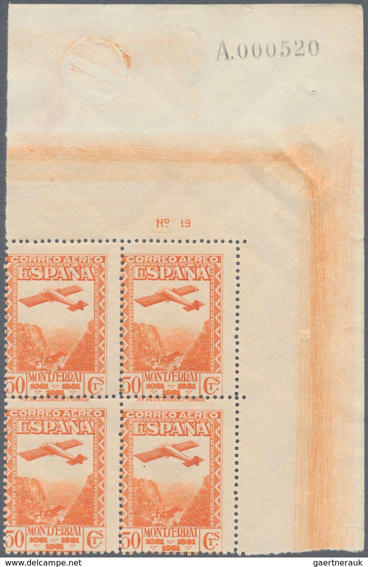 Spanien: 1931, 900 Years Montserrat Monastery Airmail Stamps Perf. 11¼ Complete Set Of Five In Block - Gebruikt