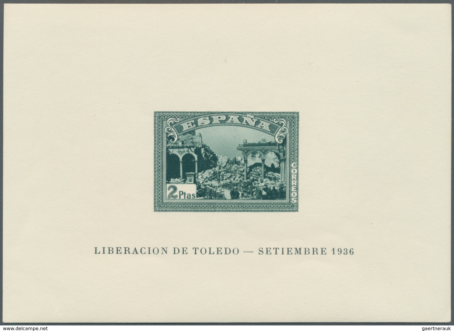 Spanien: 1937, Toledo IMPERFORATE Miniature Sheet Pair Numbered On Reverse, Mint Never Hinged And Sc - Gebruikt