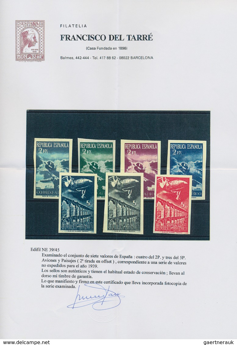 Spanien: 1939, UNISSUED Airmail Stamps With Airplanes 2pta. ‚Ford‘ And 5pta. ‚Douglas DC 2‘ In A Com - Gebruikt