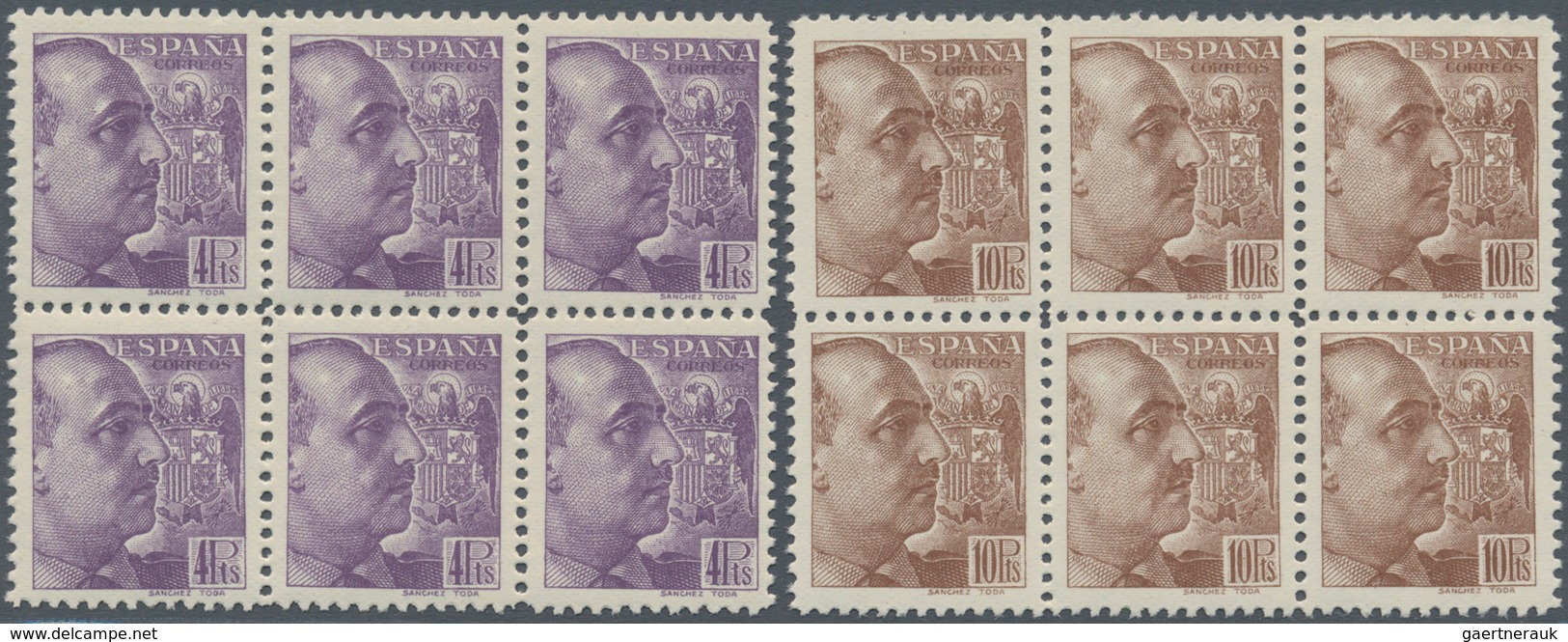 Spanien: 1939/1940, General Franco Definitives With 'Sanchez Toda' Complete Set Of Twelve In Blocks - Usati