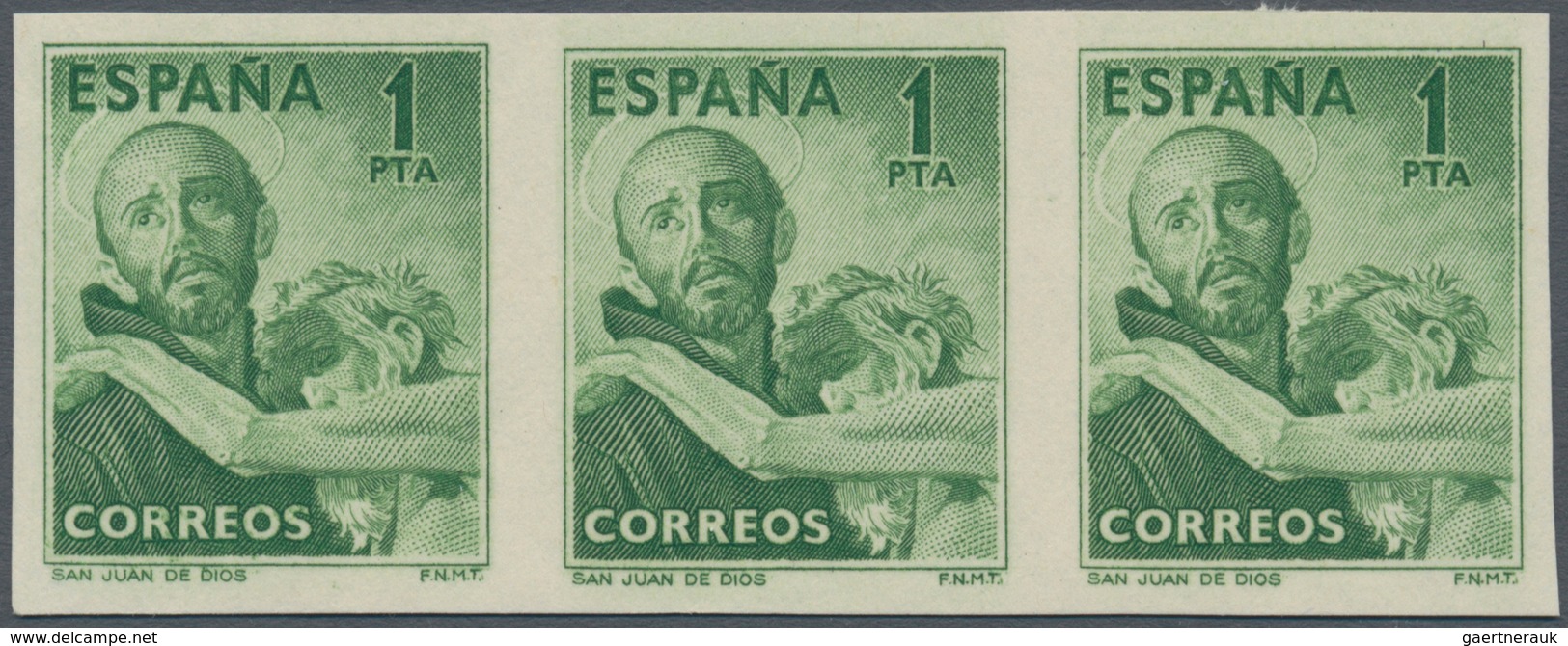 Spanien: 1950, 400th Death Anniversary Of San Juan De Dios, 1pts. Yellow-green, Imperforate Colour E - Gebruikt