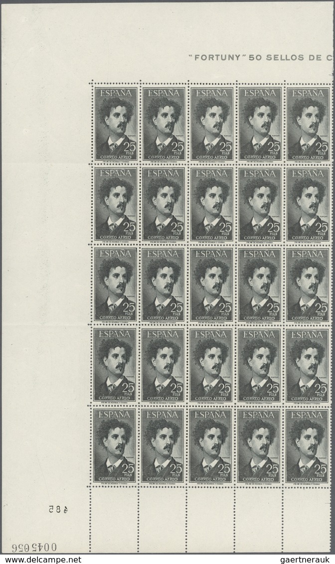 Spanien: 1955/1956, Prominent Persons Set Of Two 25pta.‘Mariano Fortuny Carbo (painter)‘ And 50pta. - Gebruikt