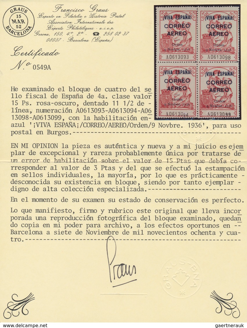 Spanien - Lokalausgaben: Burgos: 1936/1937, "VIVA ESPANA / CORREO / AEREO / Orden / 9 Novbre.1936", - Andere & Zonder Classificatie