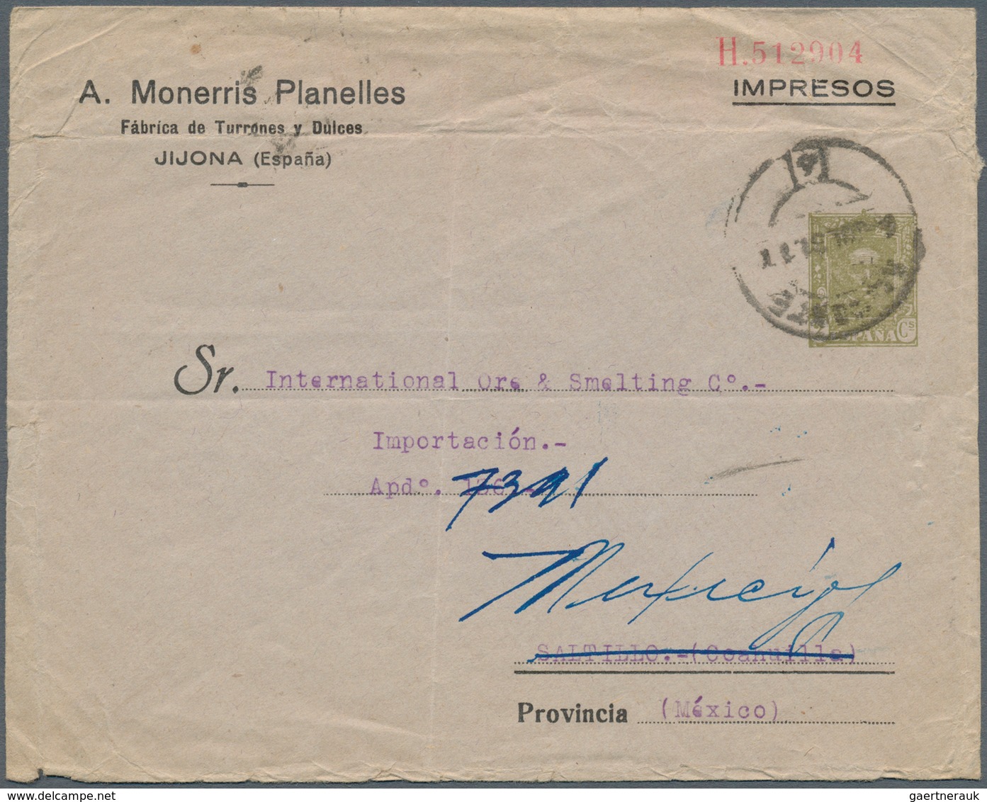 Spanien - Ganzsachen: 1931, 2 C. Private Stationery Envelope With Imprint "A. Monerris Pianelles" Se - 1850-1931