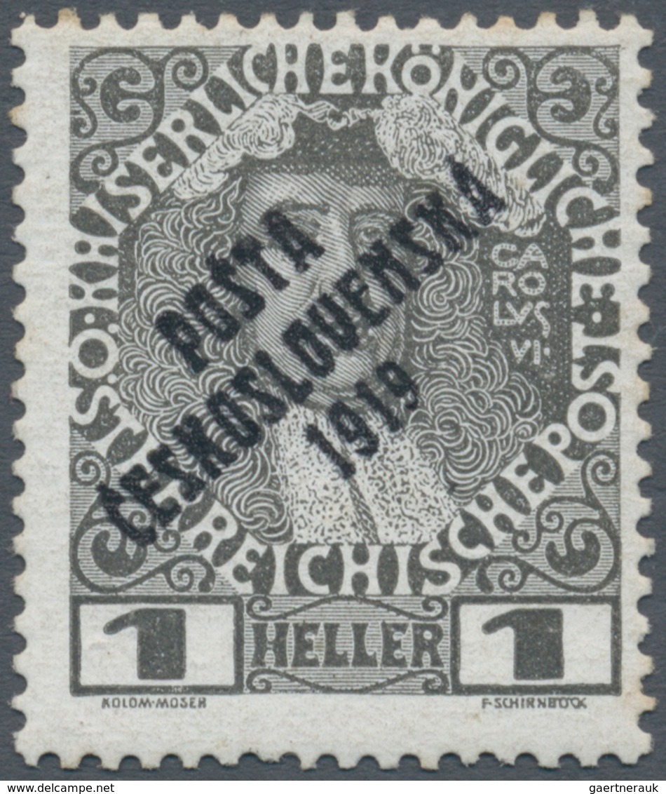 Tschechoslowakei: 1919, "Posta Ceskoslovenska" Overprint On 1h. Grey WITHOUT "PORTO" Surcharge, Unmo - Andere & Zonder Classificatie