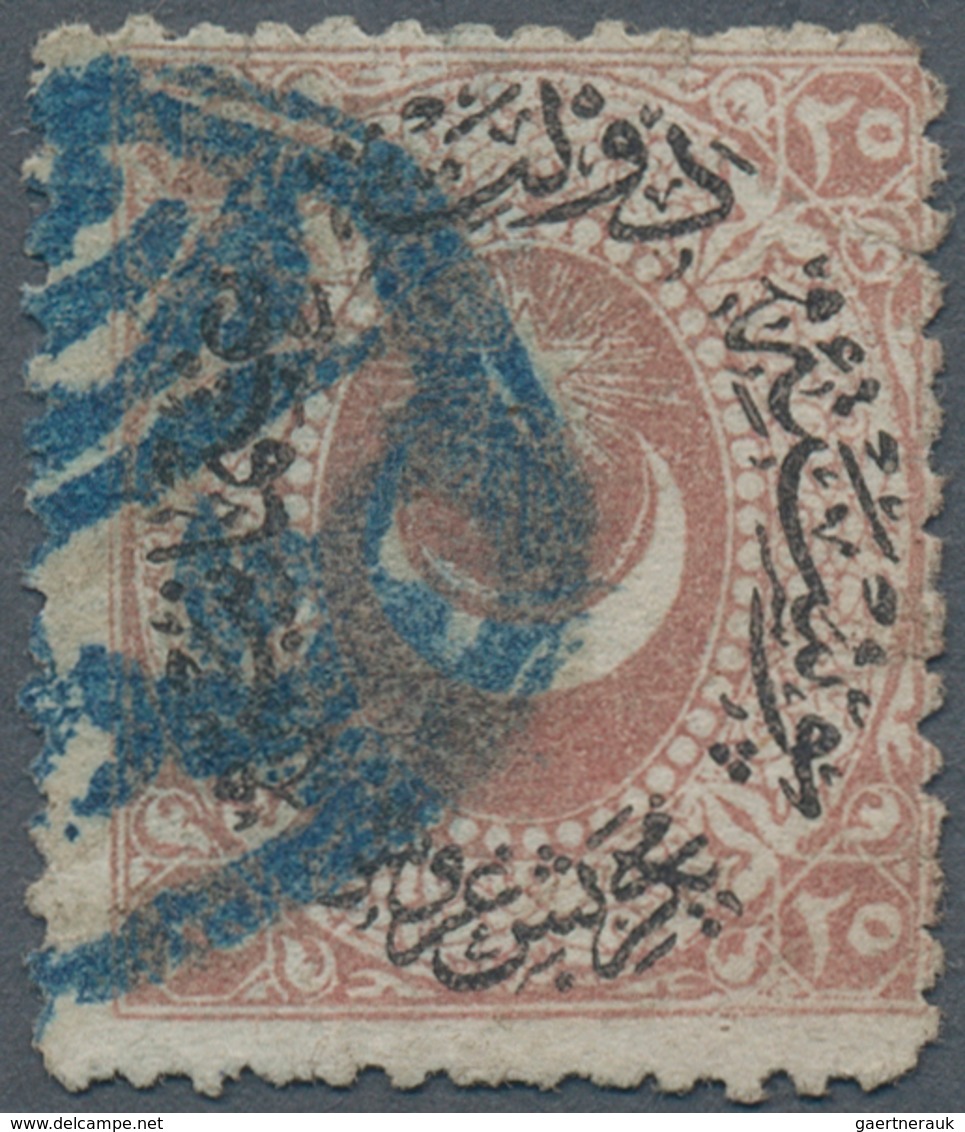 Türkei: 1876, Duloz Unissued 25 Piaster Dull Rose Perf With Very Sarce Cancellation BEYOGLU DÖRTYOLA - Ongebruikt