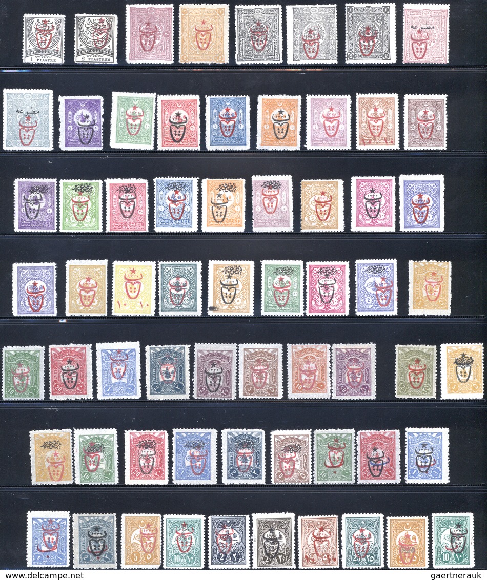 Türkei: 1917, "PTT" (OX-HEAD) Surcharged Standard Set Of 145 Stamps, All Mint Hinged, Fine To Very F - Unused Stamps