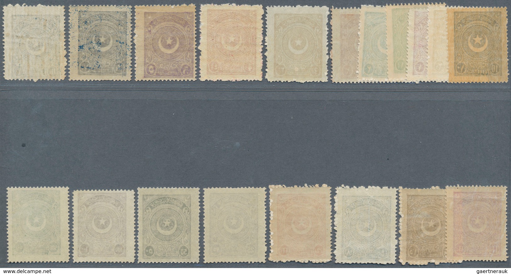 Türkei: 1923, Star And Moon First Issue Set Of 19 Values Up To 500 Pia. Green, Mint Never Hinged, Ve - Nuovi