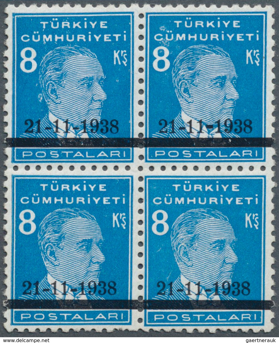 Türkei: 1938, 8 Krs. Light Blue Atatürk Mourning Issue Block Of Four, Mint Never Hinged, Very Fine R - Unused Stamps