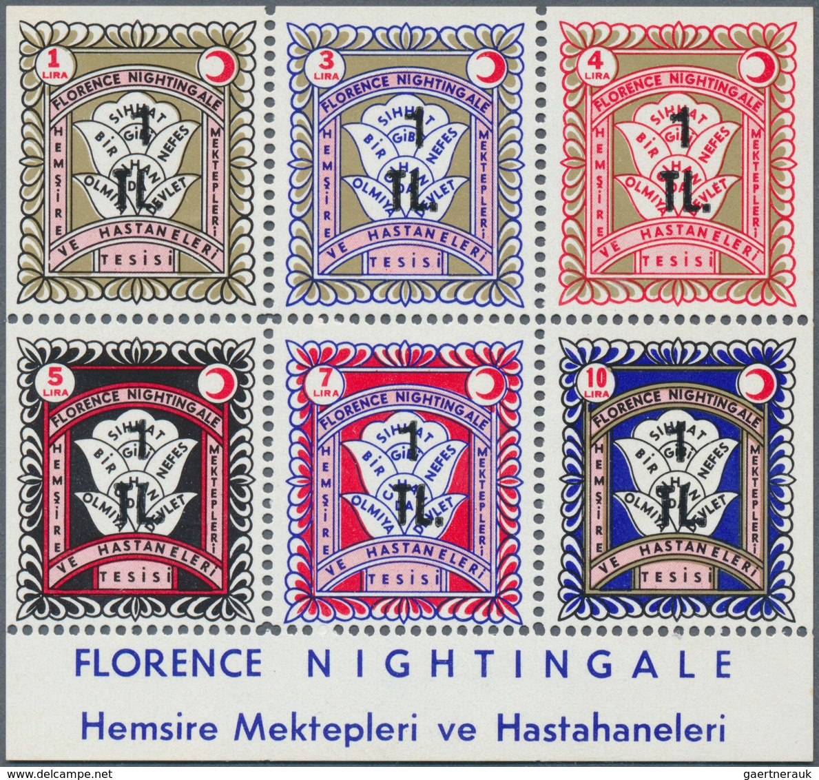 Türkei - Zwangszuschlagsmarken Für Den Roten Halbmond: 1962, 1 TL Overprinted S/S Florence Nightinga - Liefdadigheid Zegels