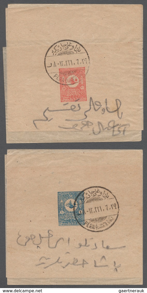 Türkei - Ganzsachen: 1901, Streifbänder 20 Para Rot Und 1 Pia. Blau (Isfila AN 71 & 72) Je Sauber En - Postal Stationery