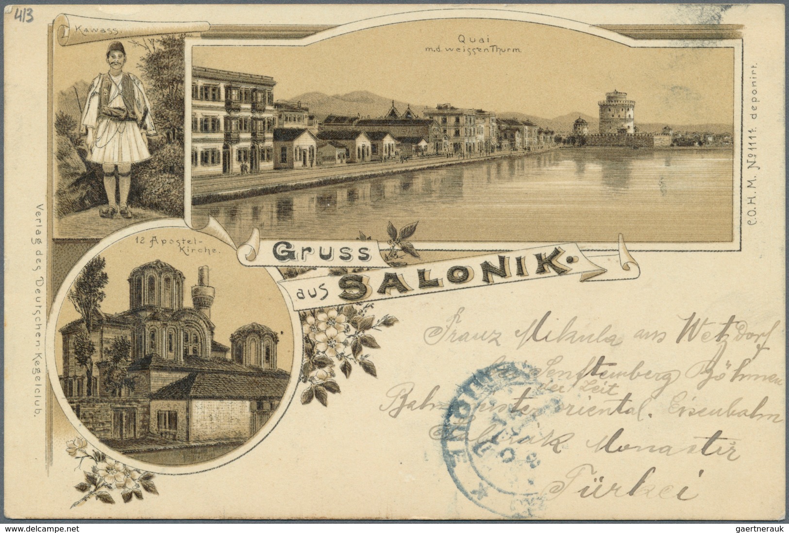 Türkei - Stempel: 1898, 20p. Postcard, From Saloniki To Vienna, Tied By All Arabic "MANASTIR CIHETI - Other & Unclassified