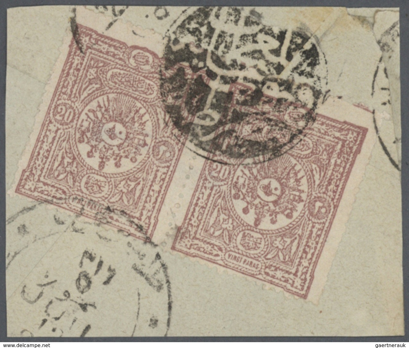 Türkei - Stempel: 1895-1909, Ottoman Telegraph Cancellations Of "MASRATA" & "GRIAN" On 20 Para Pair - Other & Unclassified