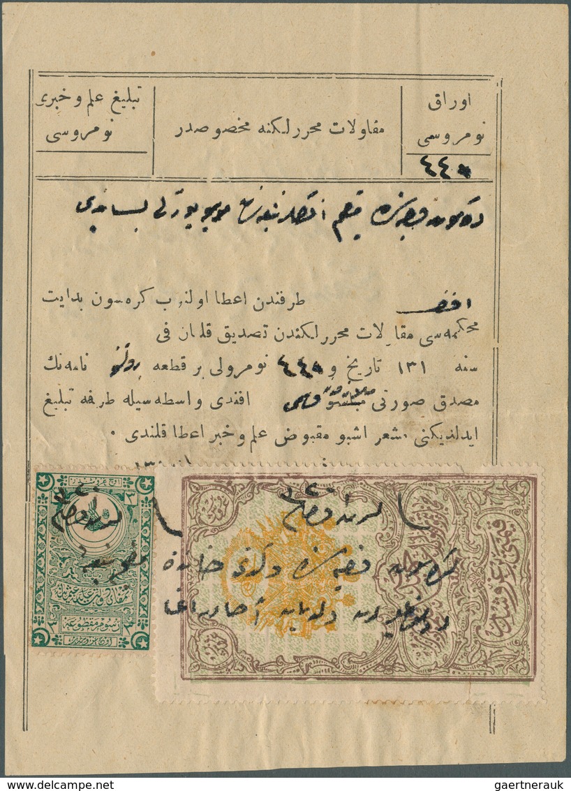 Türkei - Besonderheiten: 1904 (1320) REVENUES: Two Scarce Revenue Stamps With Cancellation In Manusc - Andere & Zonder Classificatie