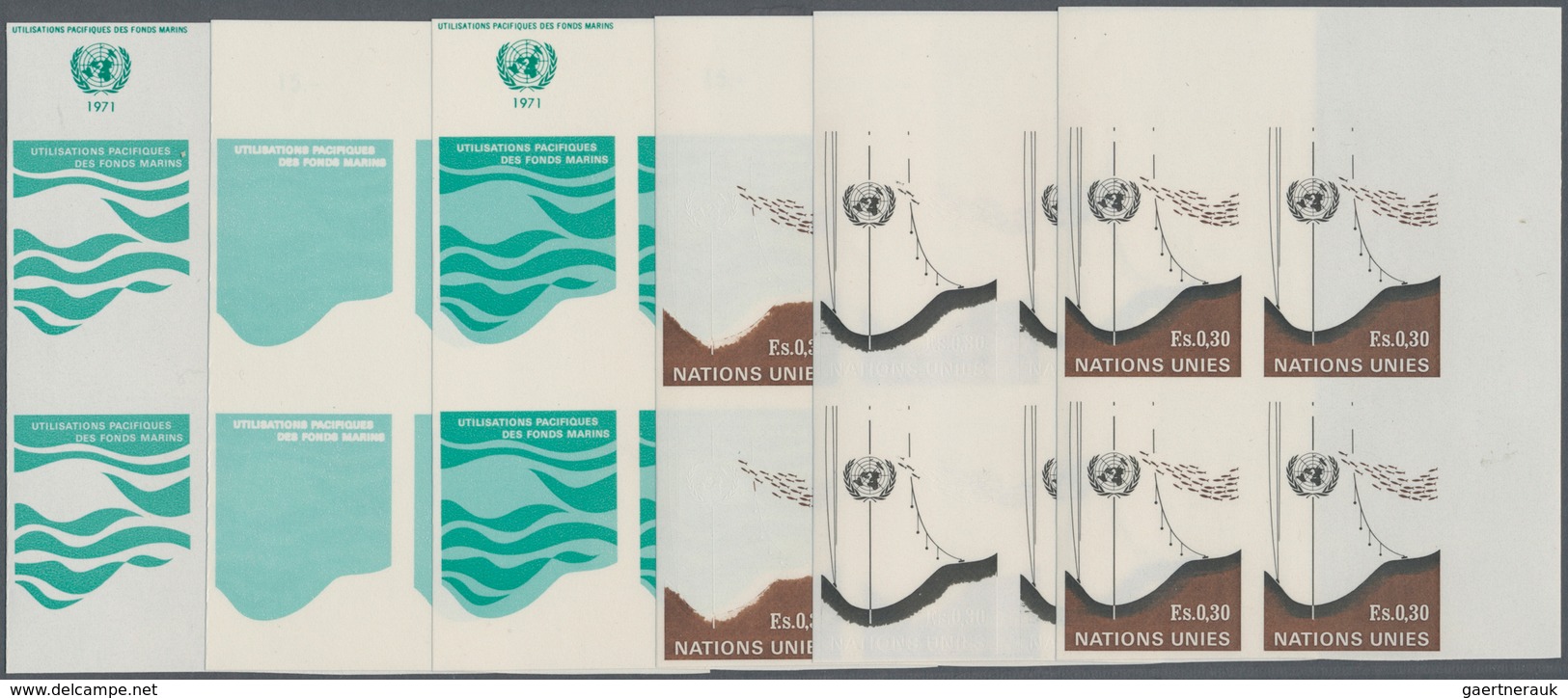 Vereinte Nationen - Genf: 1971. Progressive Proofs (6 Phases) In Corner Blocks Of 4 For The Complete - Altri & Non Classificati