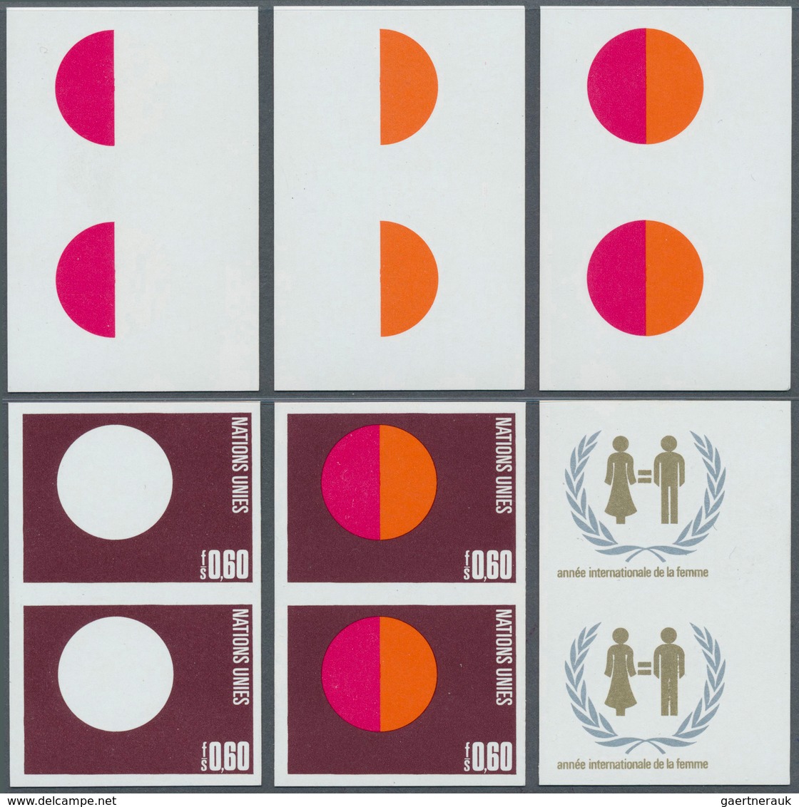 Vereinte Nationen - Genf: 1975. Progressive Proof (6 Phases) In Vertical Pairs For The 60c Value Of - Altri & Non Classificati