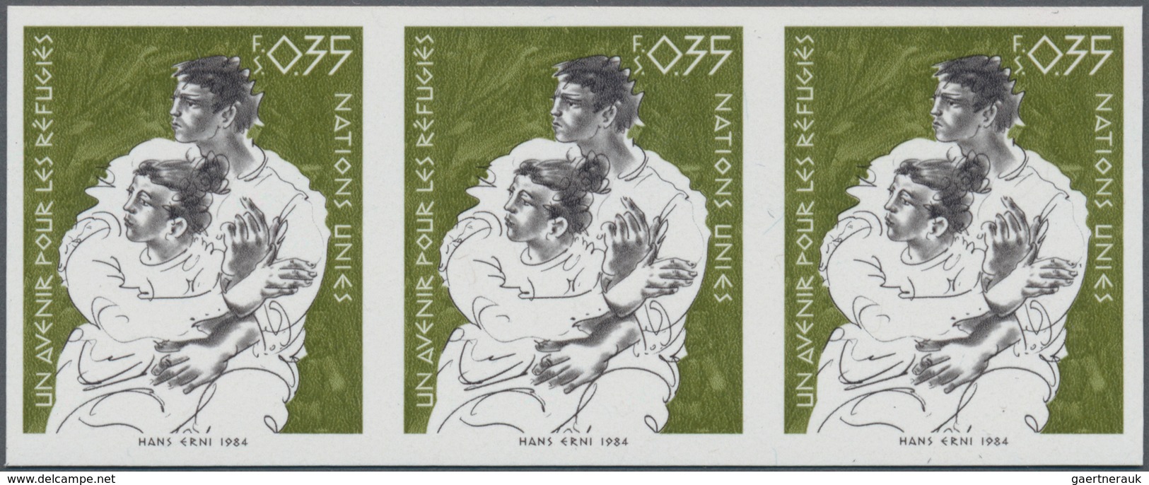 Vereinte Nationen - Genf: 1984. IMPERFORATE Horizontal Strip Of 3 For The 35c Value Of The Set "Futu - Andere & Zonder Classificatie