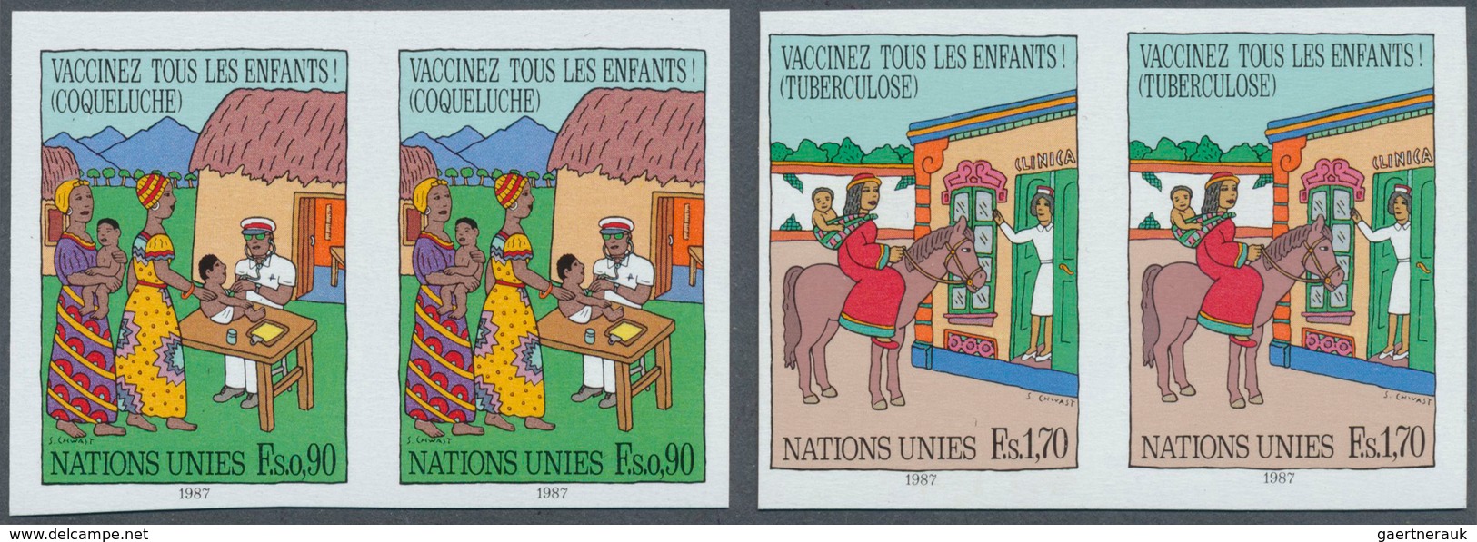 Vereinte Nationen - Genf: 1987. Complete Set "Immunize Every Child" (2 Values) In IMPERFORATE Horizo - Andere & Zonder Classificatie