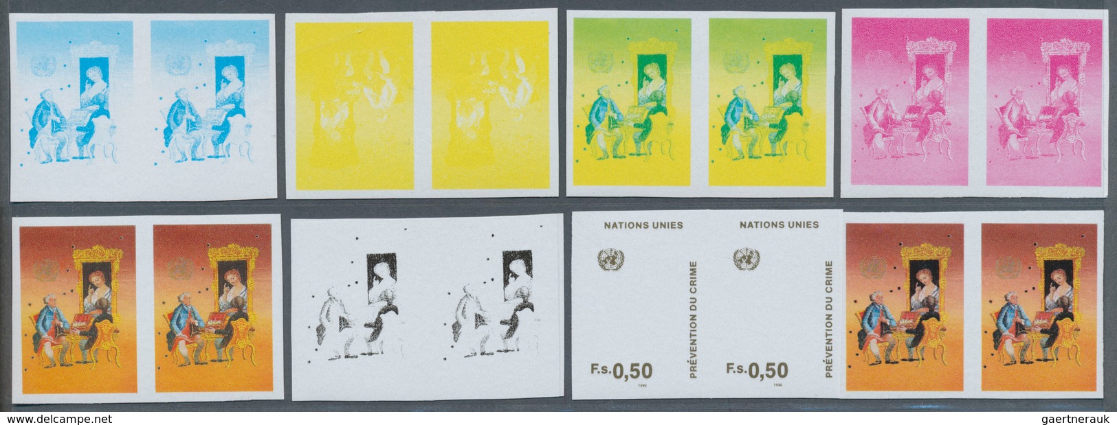 Vereinte Nationen - Genf: 1990. Progressive Proof (8 Phases) In Horizontal Pairs For The 50c Value O - Andere & Zonder Classificatie