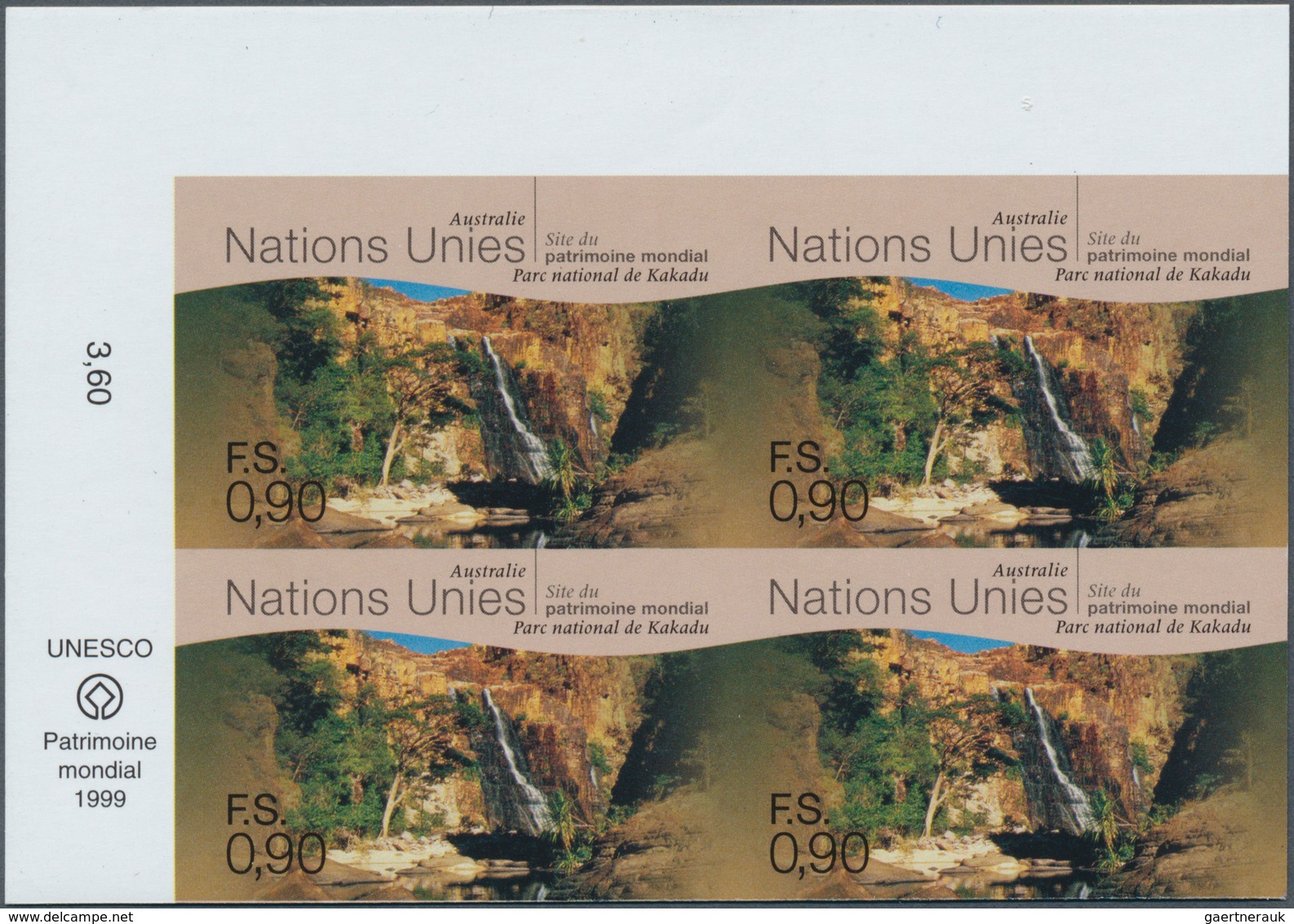Vereinte Nationen - Genf: 1999. IMPERFORATE Corner Block Of 4 For The 90c Value Of The Issue "World - Andere & Zonder Classificatie