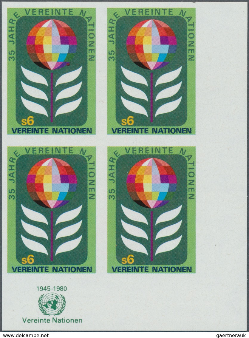 Vereinte Nationen - Wien: 1980. IMPERFORATE Corner Block Of 4 For The 6s Value Of The Issue "United - Andere & Zonder Classificatie