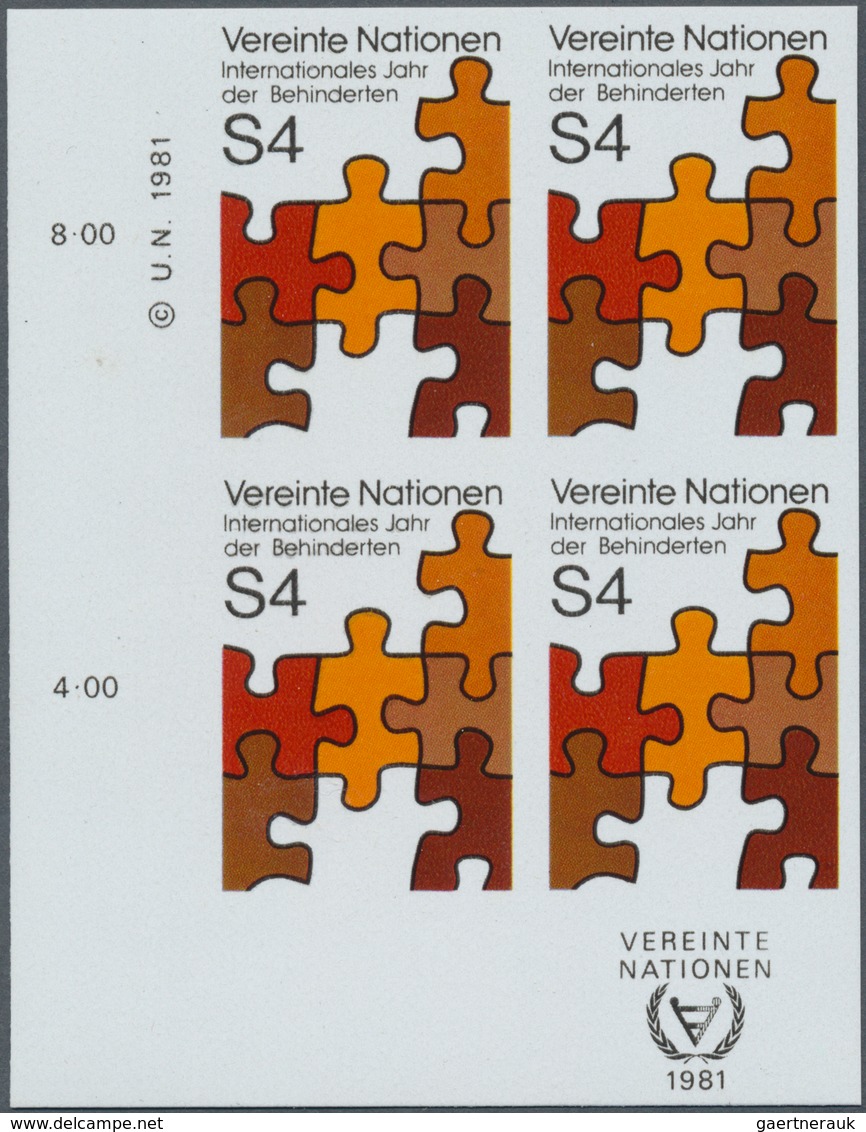 Vereinte Nationen - Wien: 1981. IMPERFORATE Corner Block Of 4 For The 4s Value Of The Issue "Intl. Y - Andere & Zonder Classificatie