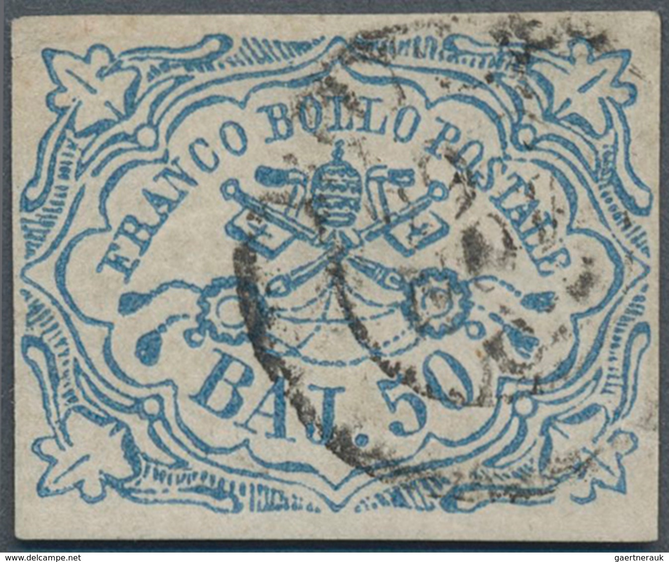 Italien - Altitalienische Staaten: Kirchenstaat: 1852, 50baj. Blue, Fresh Colour And Good Margins Al - Kerkelijke Staten