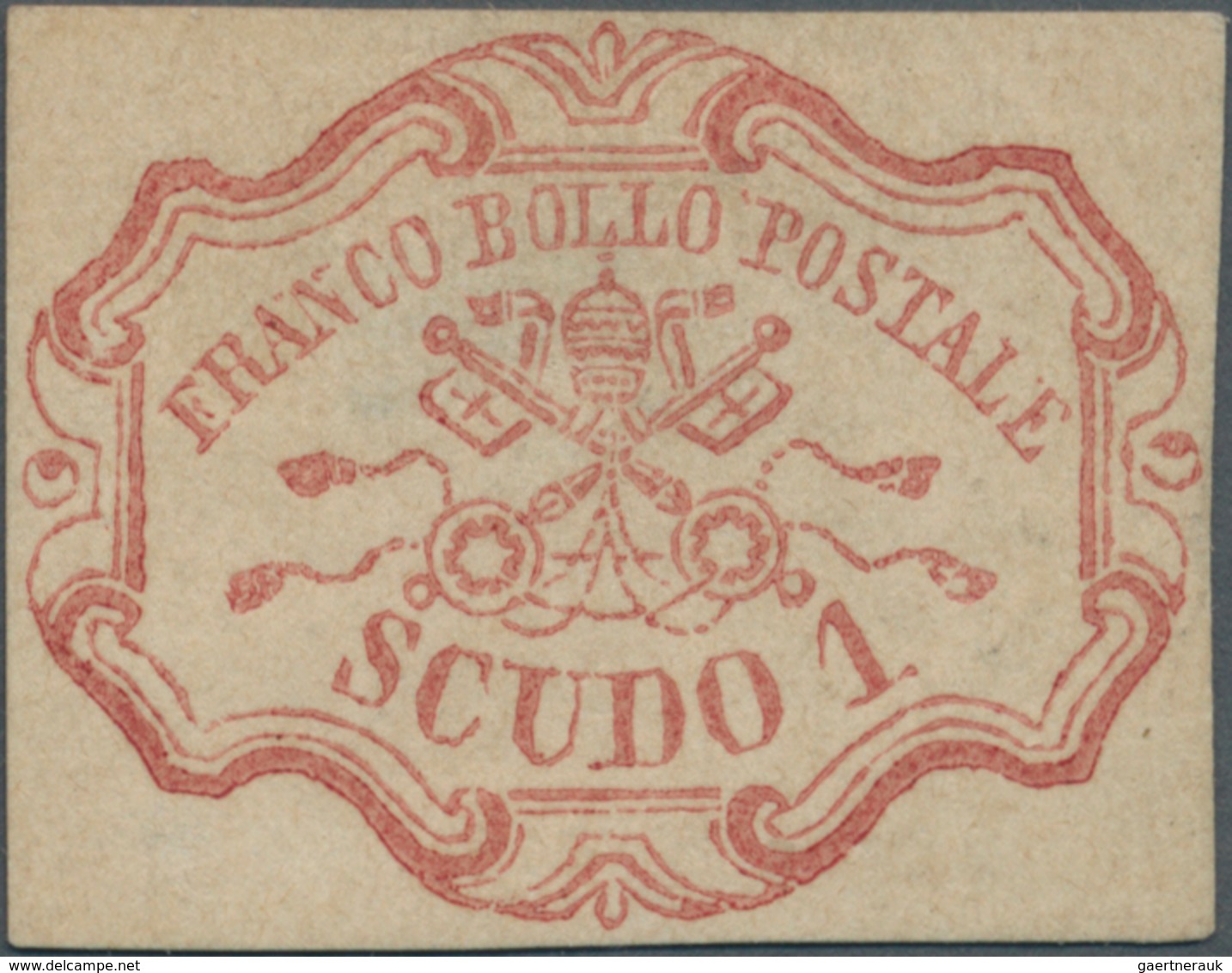 Italien - Altitalienische Staaten: Kirchenstaat: 1852, 1sc. Rose Carmine, Fresh Colour And Close Mar - Kerkelijke Staten