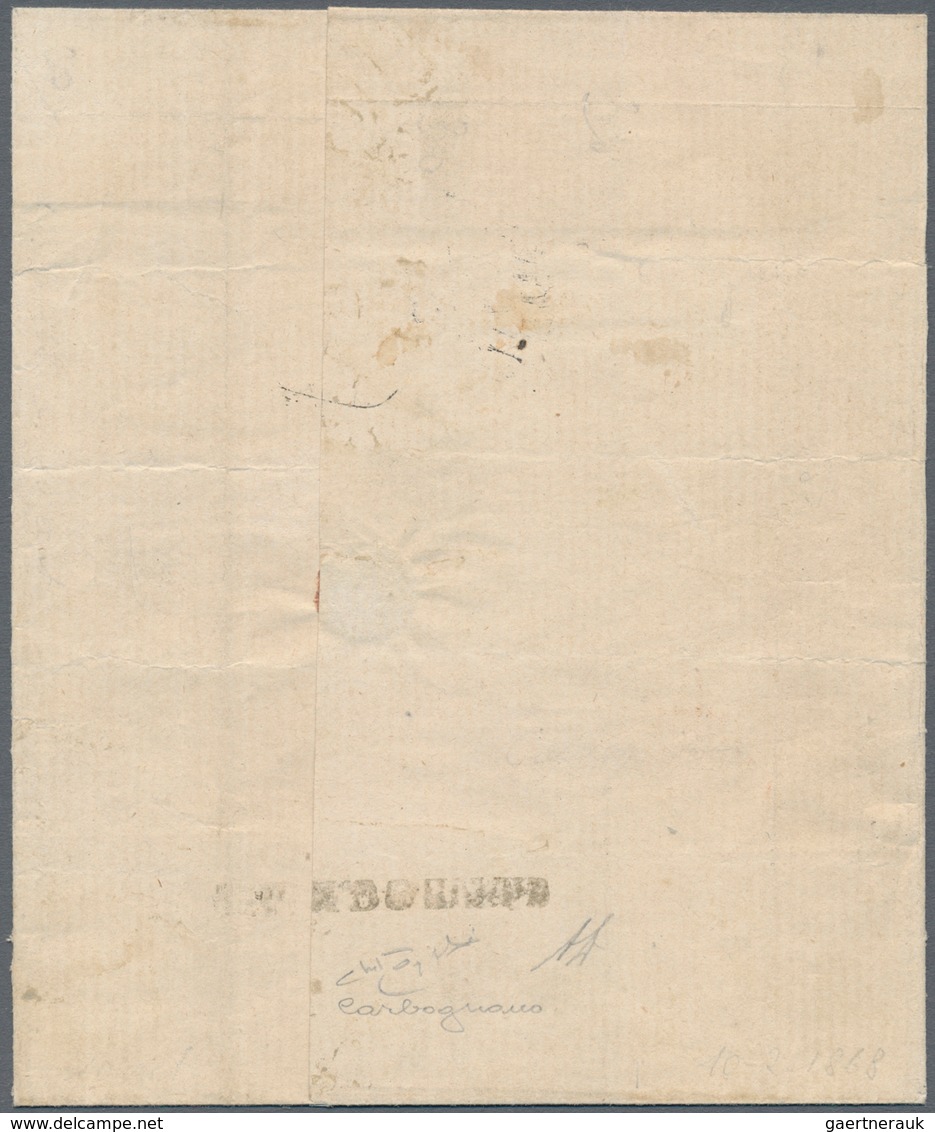 Italien - Altitalienische Staaten: Kirchenstaat: 1868: CARBOGNANO, Very Rare Linear Post Mark In Str - Papal States