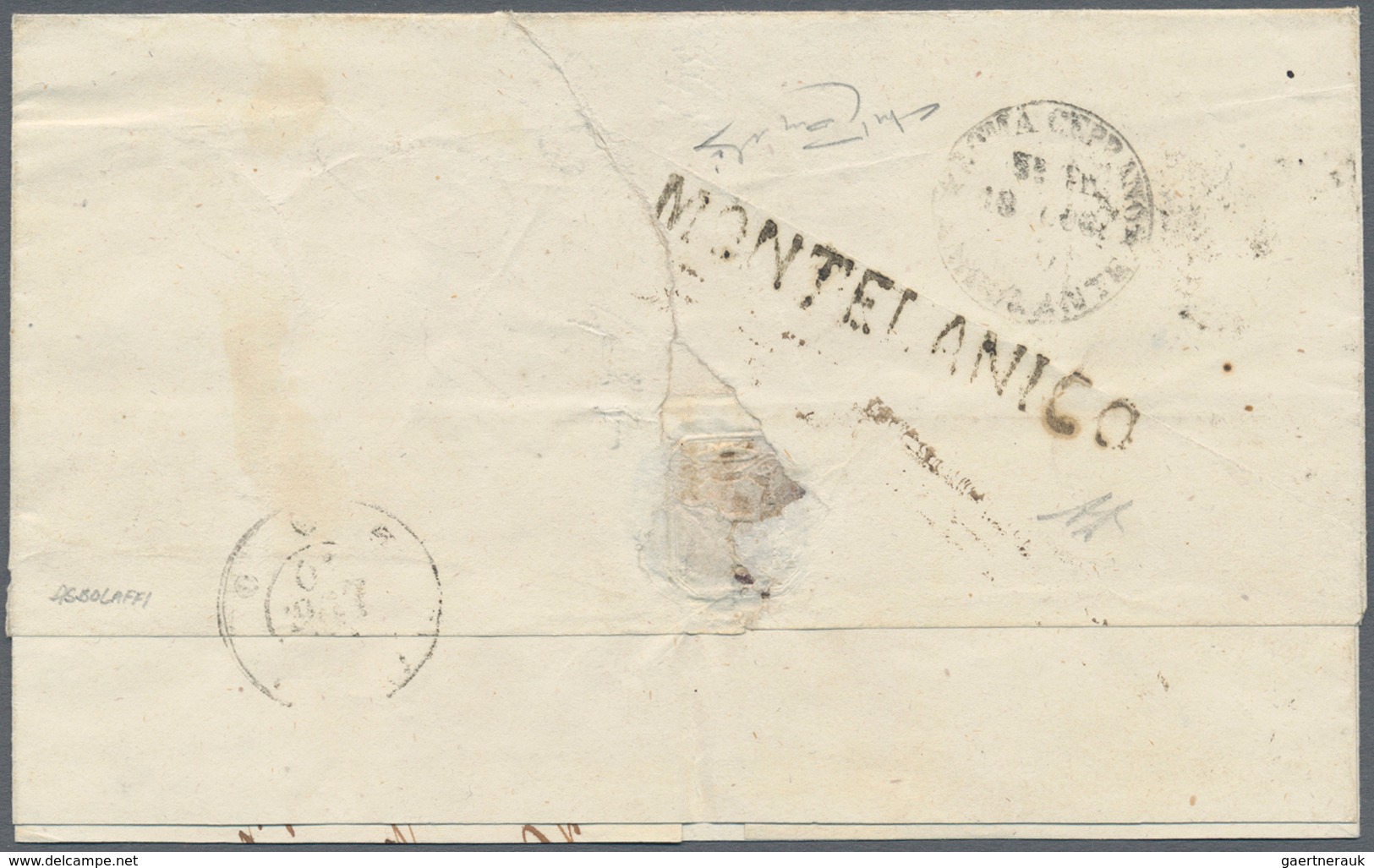 Italien - Altitalienische Staaten: Kirchenstaat: 1870: "MONTELANICO", Rare Line Cancellation (Sasone - Kerkelijke Staten