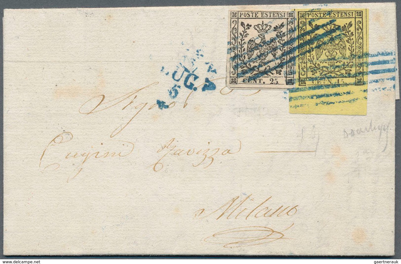 Italien - Altitalienische Staaten: Modena: 1852, 15 C Black On Yellow With Printing Variety "CETN In - Modena