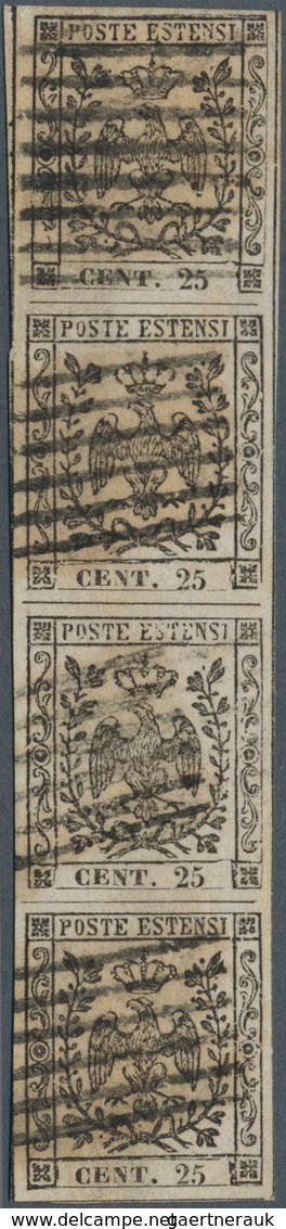 Italien - Altitalienische Staaten: Modena: 1852, 25c. Black On Light Chamois "without Point", Vertic - Modena