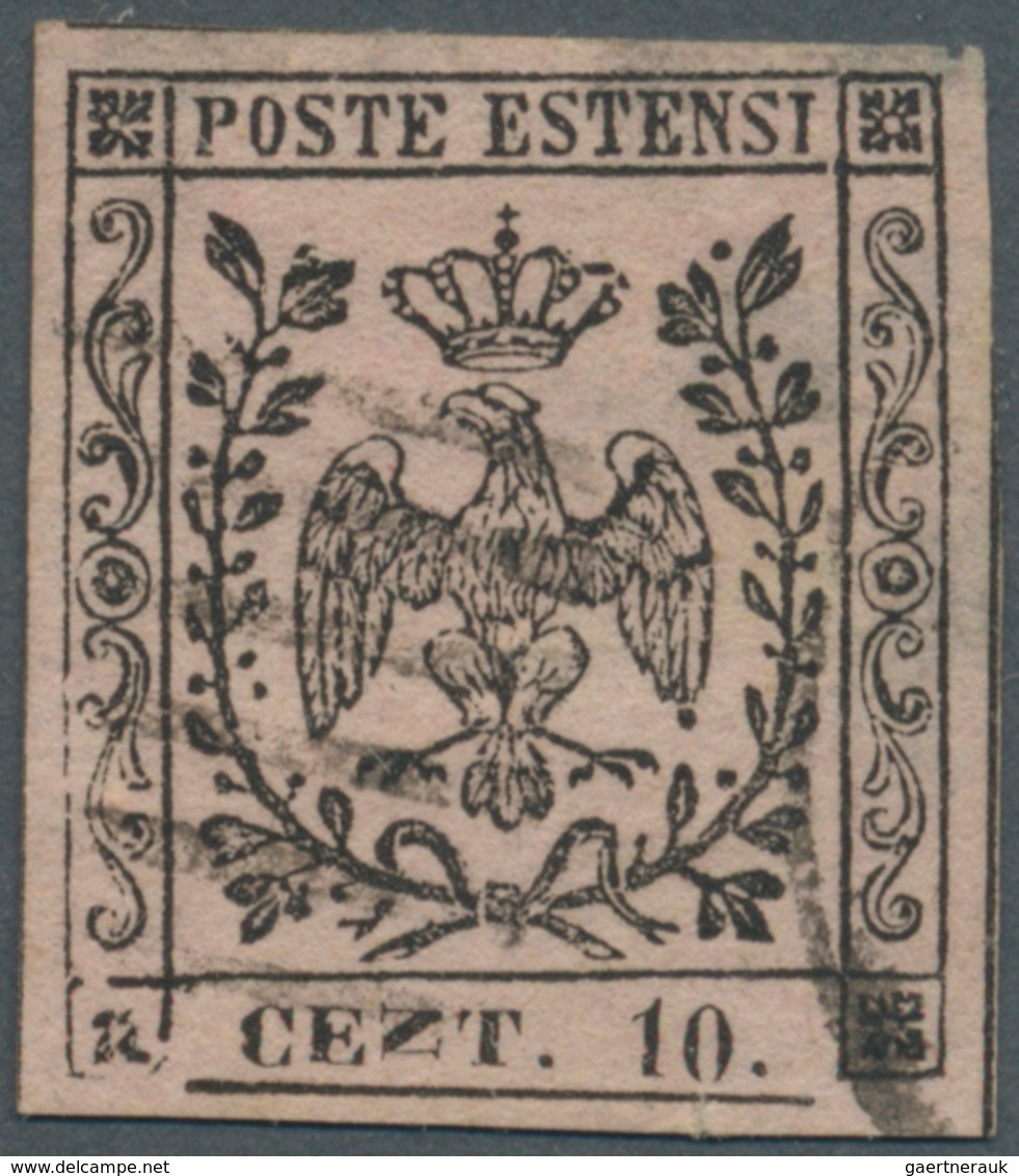 Italien - Altitalienische Staaten: Modena: 1854, 10 Ct Black On Rose, Printing Error "N In CENT Side - Modena