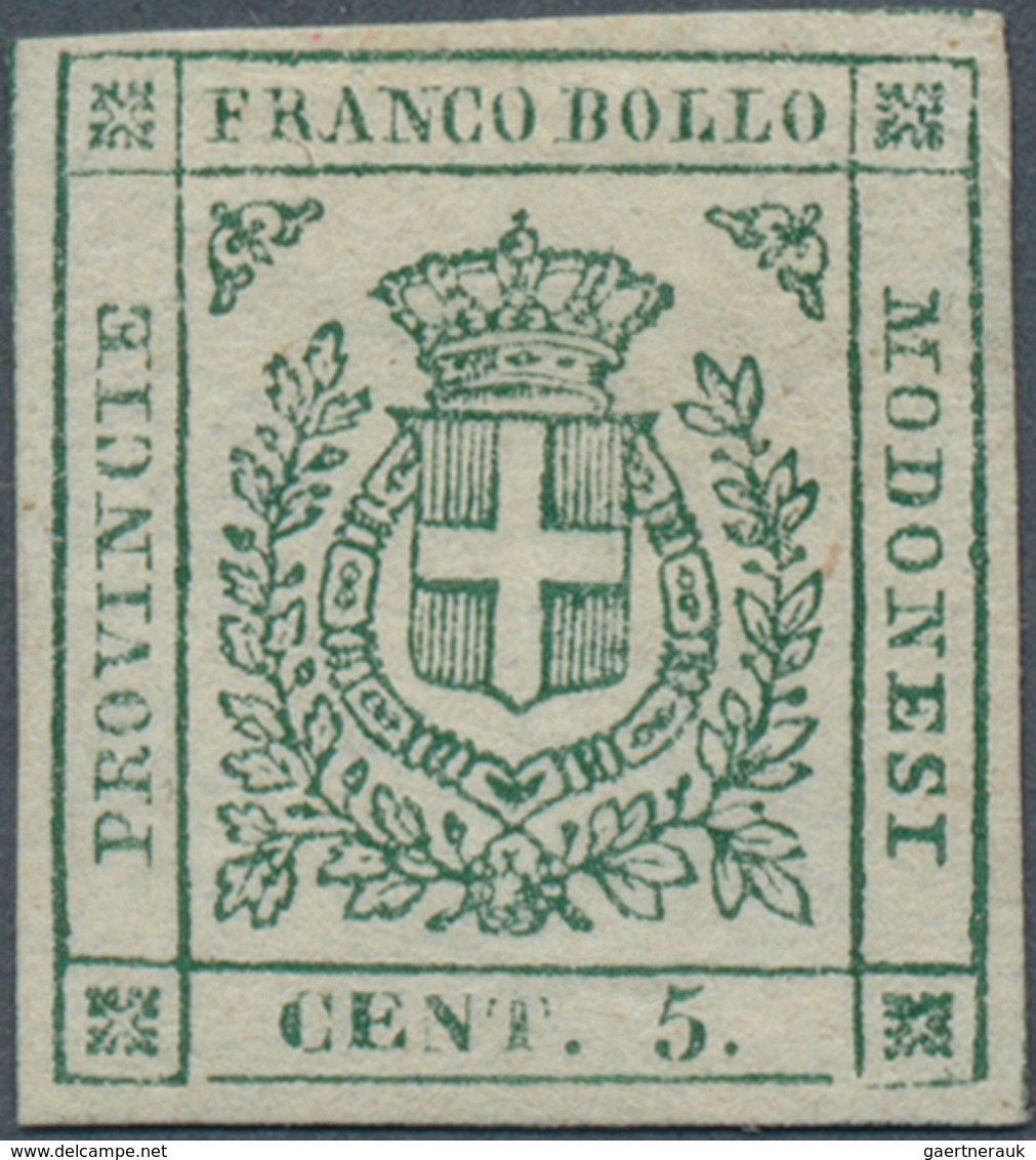 Italien - Altitalienische Staaten: Modena: 1859, 5c. Green, Fresh Colour, Full Margins, Mint O.g. Wi - Modena